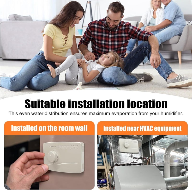 FBULWSEC 4655 Wall Mounted Humidifier Control Humidistat, Manual Humidistat Digital, Fit For April-Aire Whole House Humidifier, 24VAC - Image 4